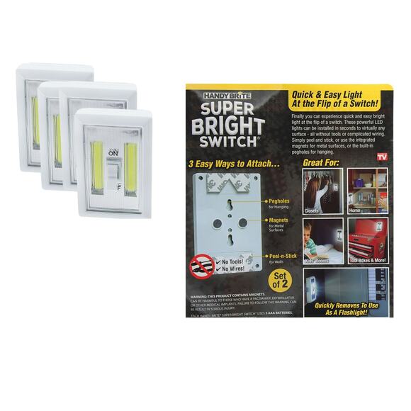 Closet Lights 2 Packs Handy Brite Super Bright Portable Light Switch - Picture 1 of 1